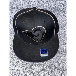 Vintage St. Louis Rams Reebok Fitted Hat 6 7/8 NFL Black Deadstock